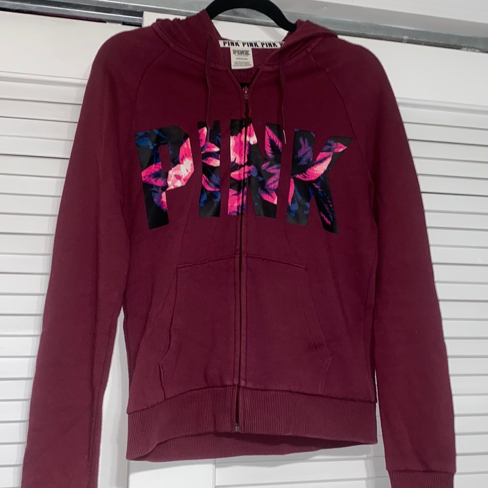 VS Pink maroon zip up sweatshirt